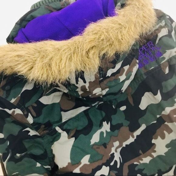 SUPERDRY Camo Print Faux Fur Professional The Parka Hooded Jacket Size XS - Picture 8 of 15